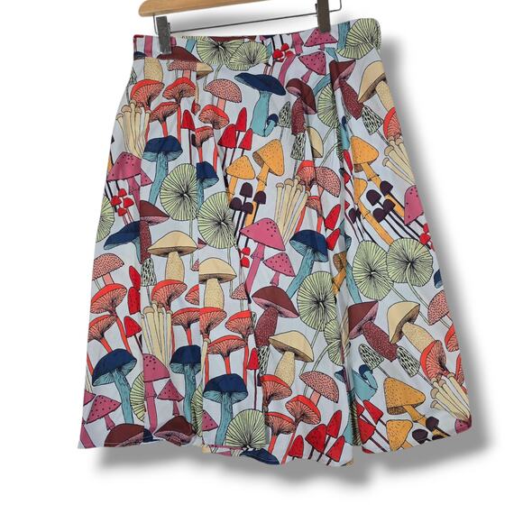 L.A Soul women's multicolor mushroom all-over print a-line swing midi skirt - Picture 3 of 8